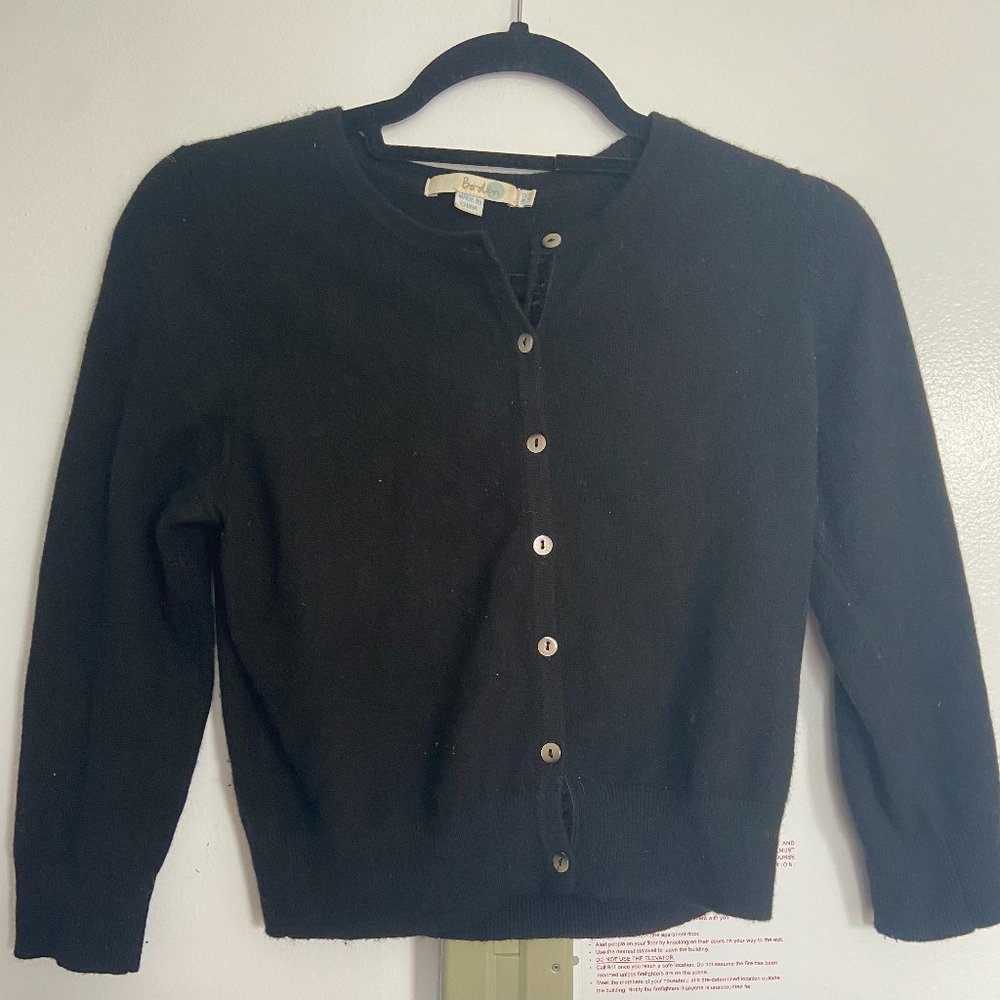 Boden Black Cropped Cashmere Sweater (Size 8)